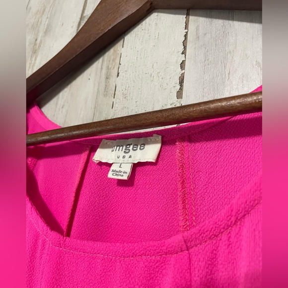 Umgee Pink Balloon Sleeve Midi Dress Size L  3/4 Sleeve - Picture 4 of 6